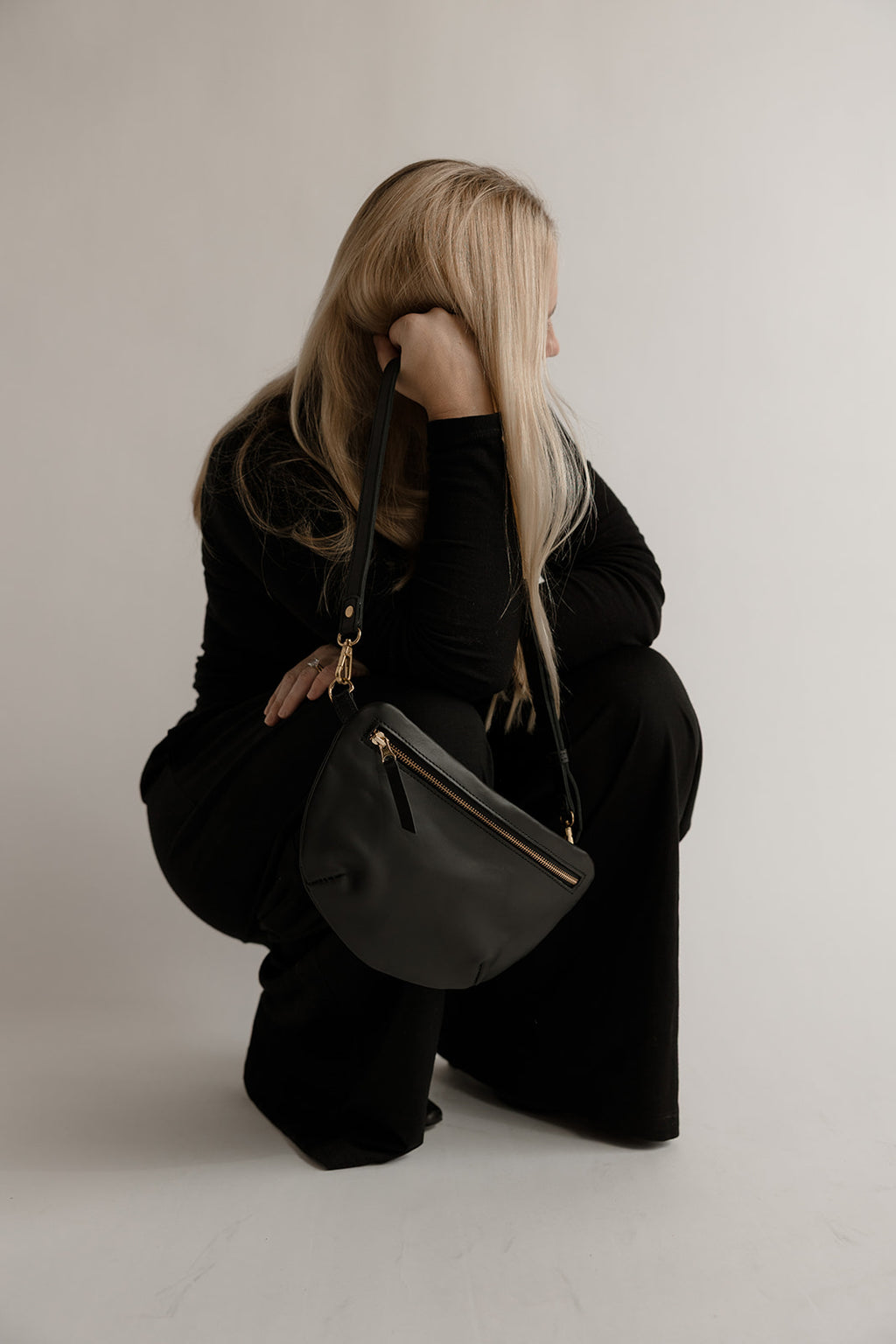 Abby Alley Mini Adelaide Backpack Handcrafted in Kenya in Black Leather Abby alley sling bag - Gem main image 3