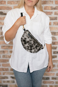 Cow Hair 7: Sling Bag, Pebbled Black
