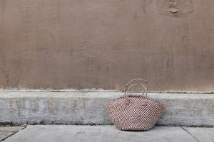 Sisal Market Tote, Mocha Checkerboard