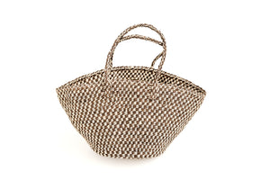 Sisal Market Tote, Mocha Checkerboard