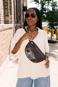 The Midi Sling, Espresso Croco