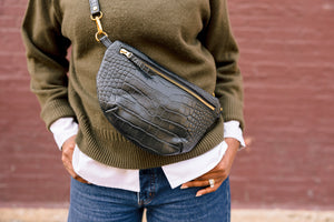 The Midi Sling, Black Croco