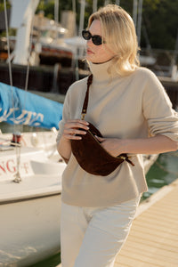 Sling Bag, Chocolate Suede