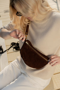 Sling Bag, Chocolate Suede