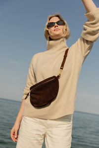 The Midi Sling, Chocolate Suede