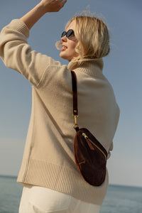 The Midi Sling, Chocolate Suede